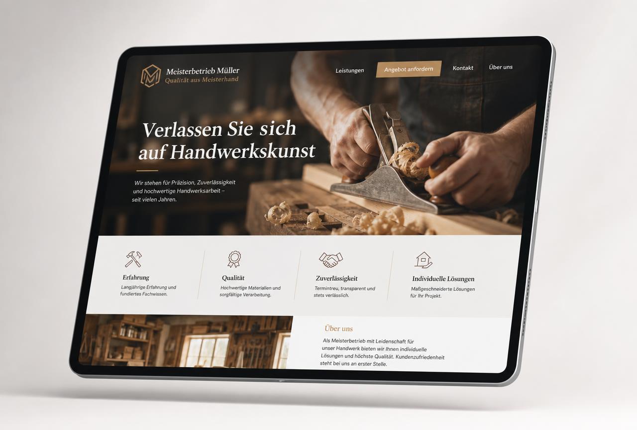 Demo-Website Mockup: Handwerker Website